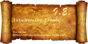 Istvánovits Elemér névjegykártya